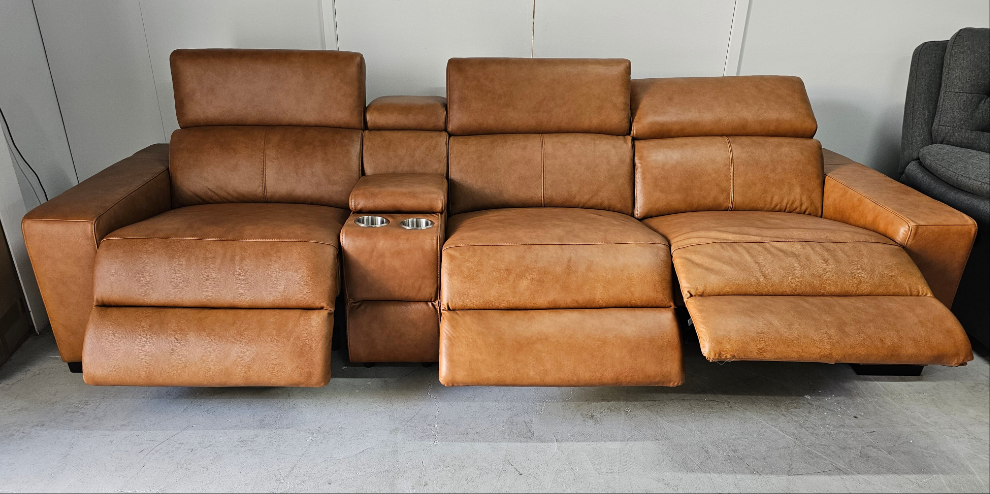 Valencia Full Leather Electric 3 Seat Media Lounge