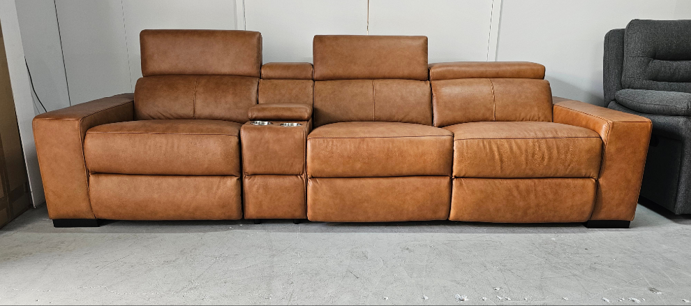 Valencia Full Leather Electric 3 Seat Media Lounge