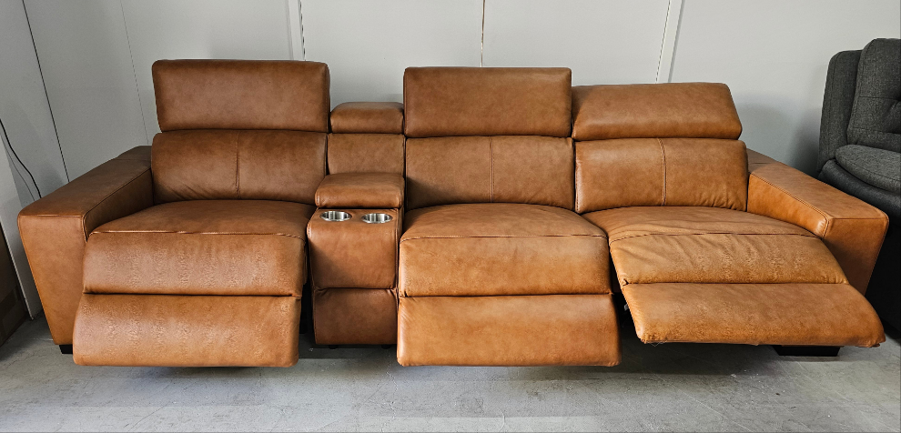 Valencia Full Leather Electric 3 Seat Media Lounge