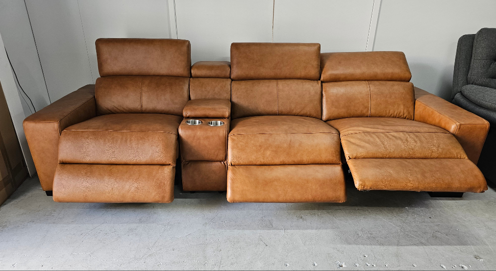 Valencia Full Leather Electric 3 Seat Media Lounge