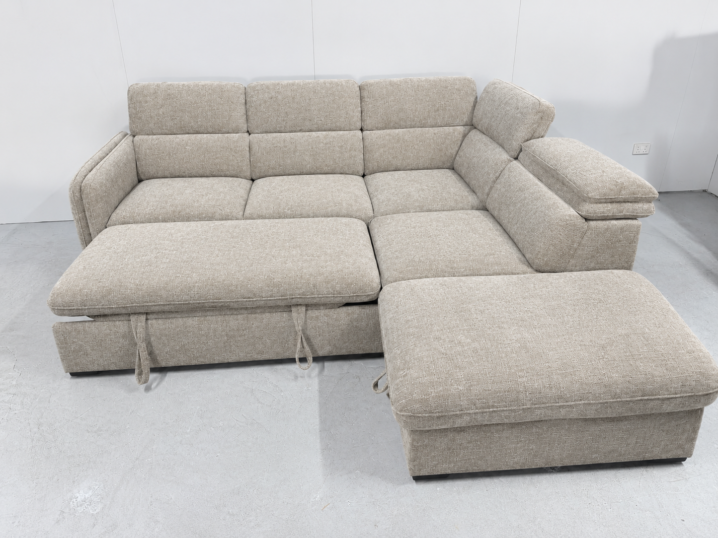 The Sienna Corner Lounge & Sofa Bed with Storage Ottoman