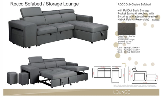 Rocco Corner Lounge with Sofabed