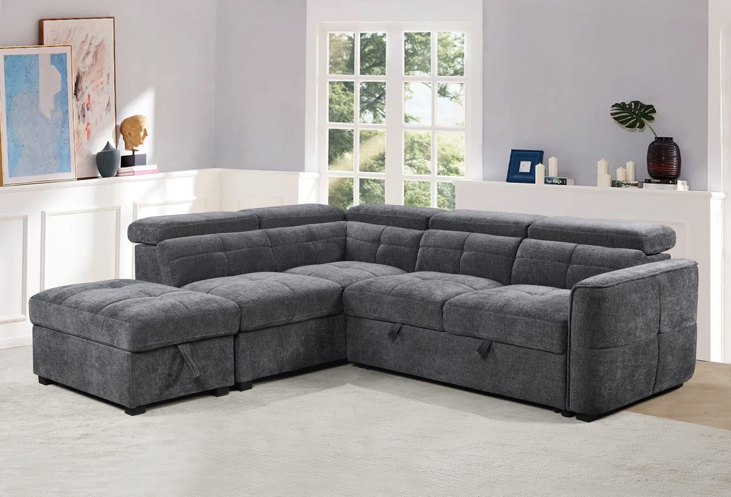 Springfield Corner Lounge: Stylish Design with Smart Storage and Sofa Bed