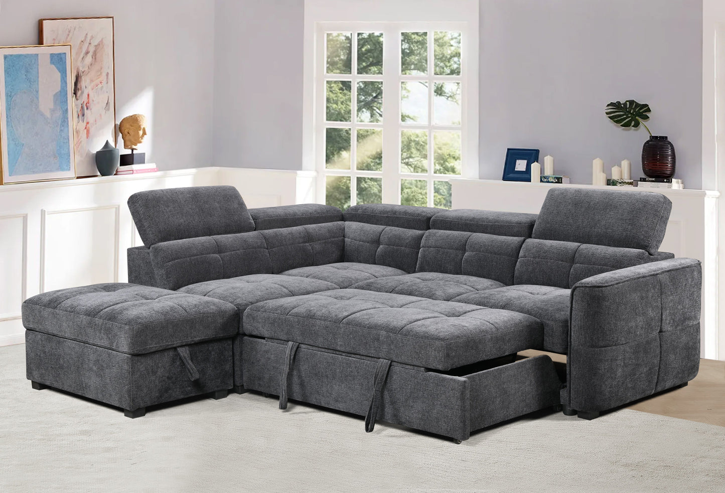 Springfield Corner Lounge: Stylish Design with Smart Storage and Sofa Bed