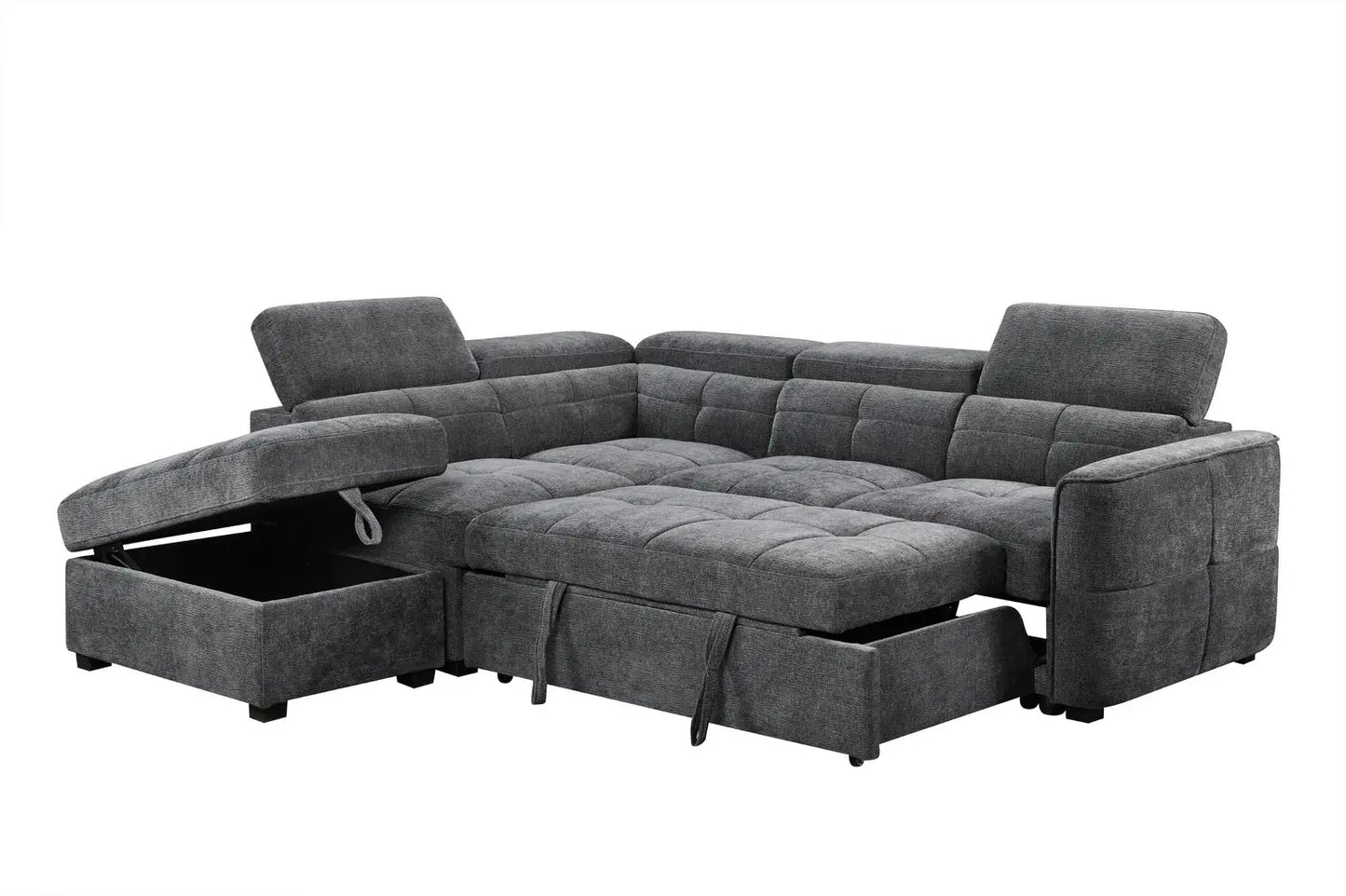 Springfield Corner Lounge with Chaise: Stylish Design with Smart Storage and Sofa Bed