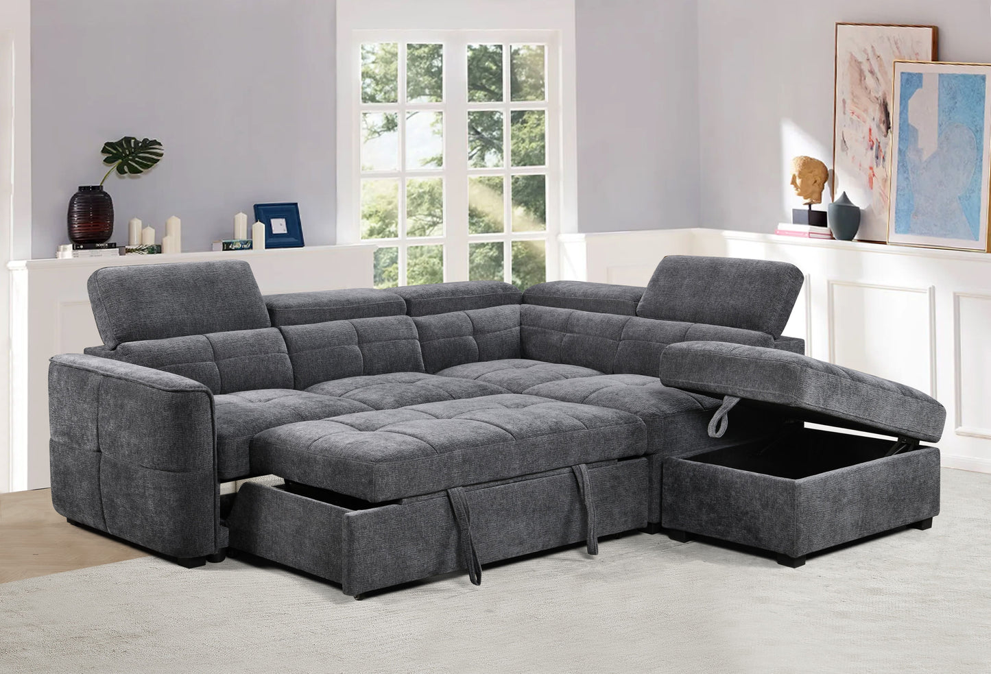 Springfield Corner Lounge: Stylish Design with Smart Storage and Sofa Bed