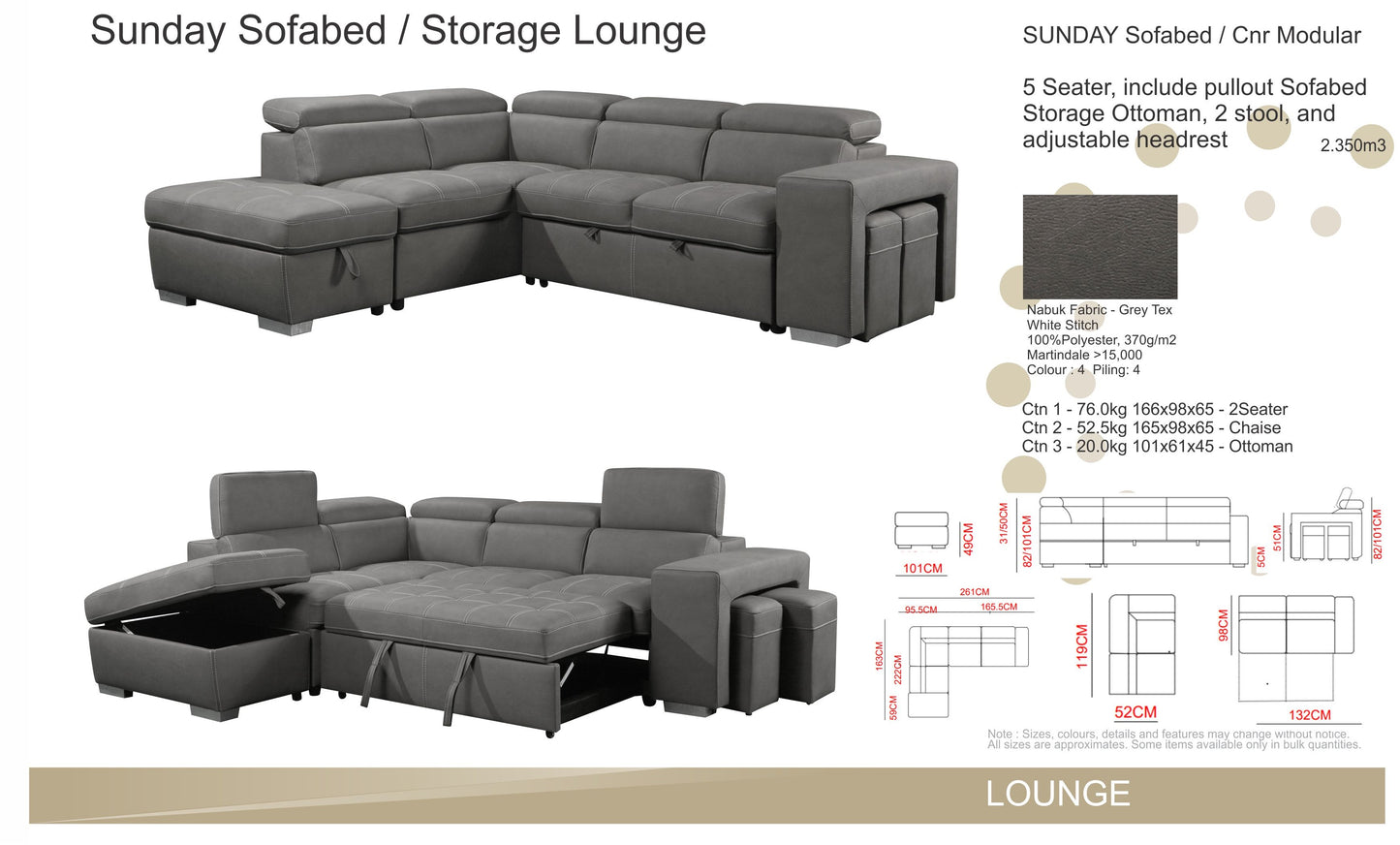 Sunday Corner Lounge with Sofabed 2