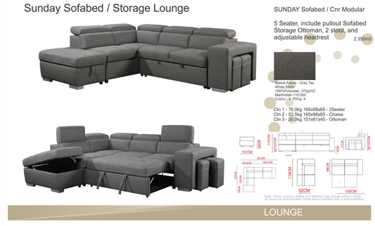 Sunday Corner Lounge with Sofabed