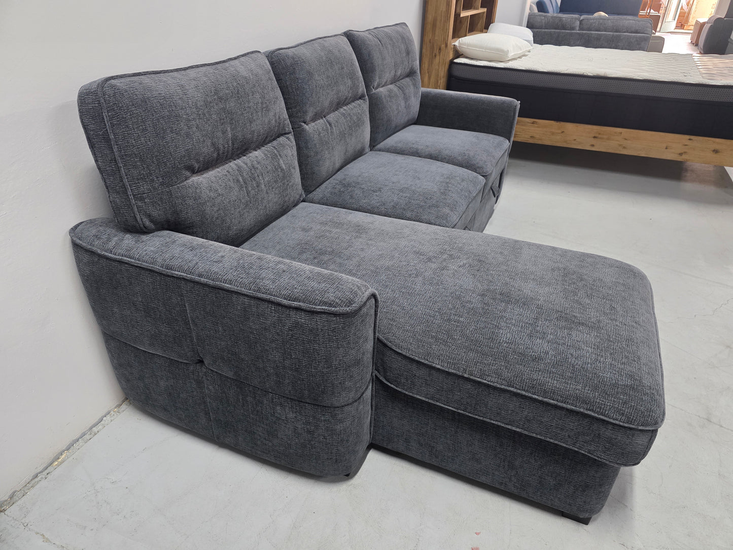 Kira Corner Lounge with Chaise: Modern Design with Smart Storage and Sofa Bed