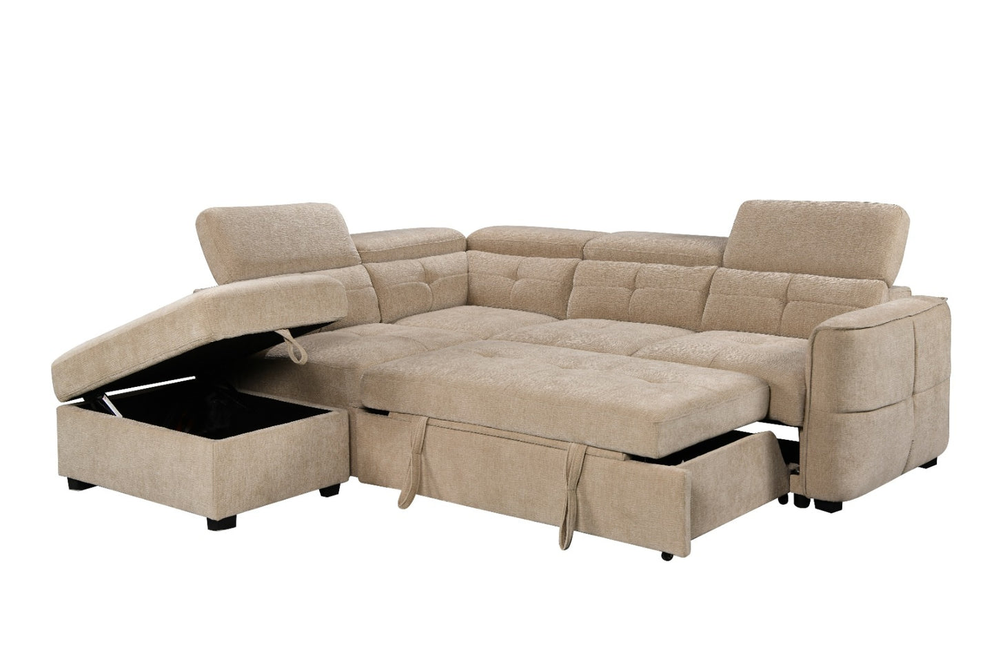 Springfield Corner Lounge with Chaise: Stylish Design with Smart Storage and Sofa Bed