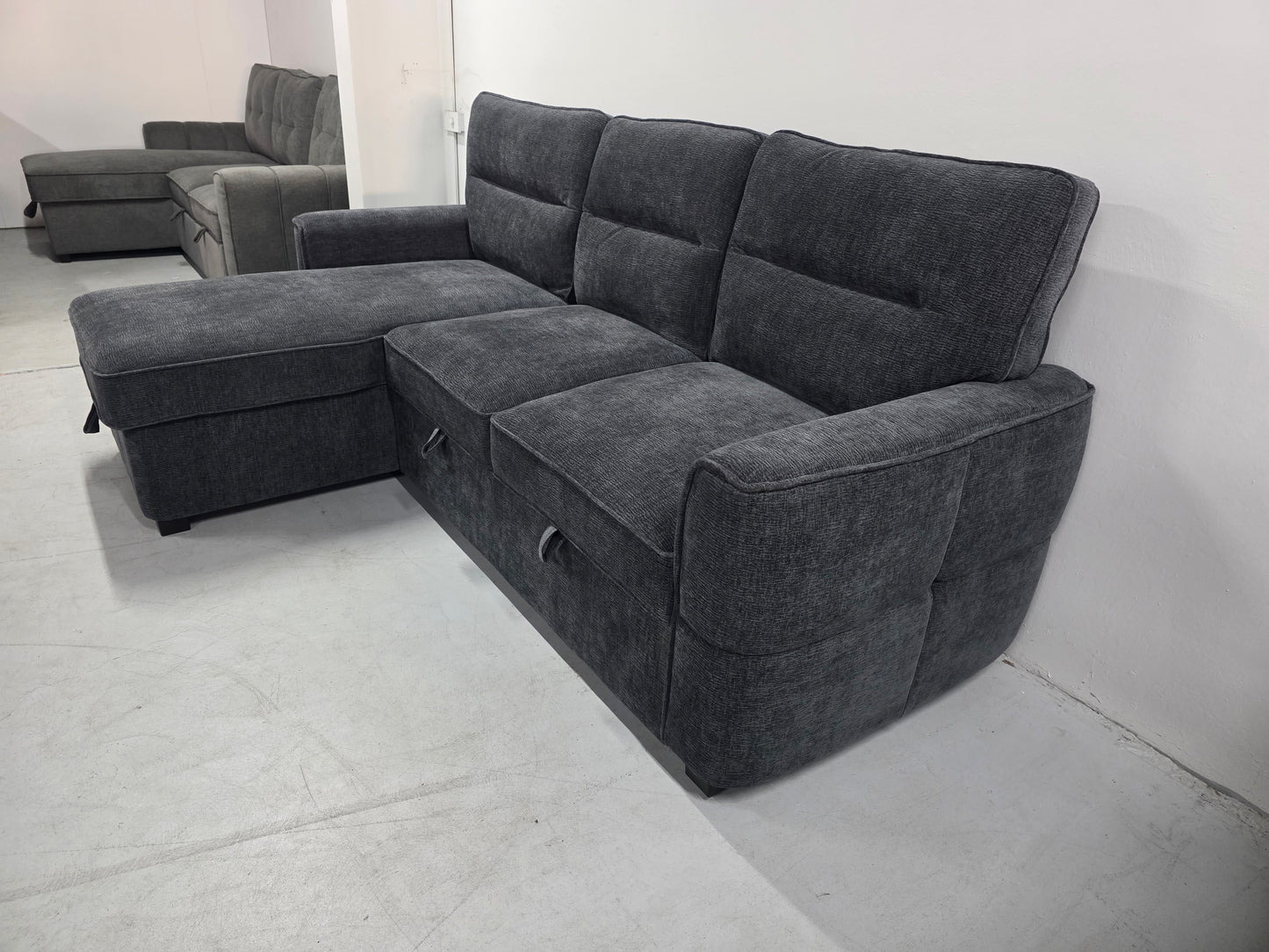 Kira Corner Lounge with Chaise: Modern Design with Smart Storage and Sofa Bed
