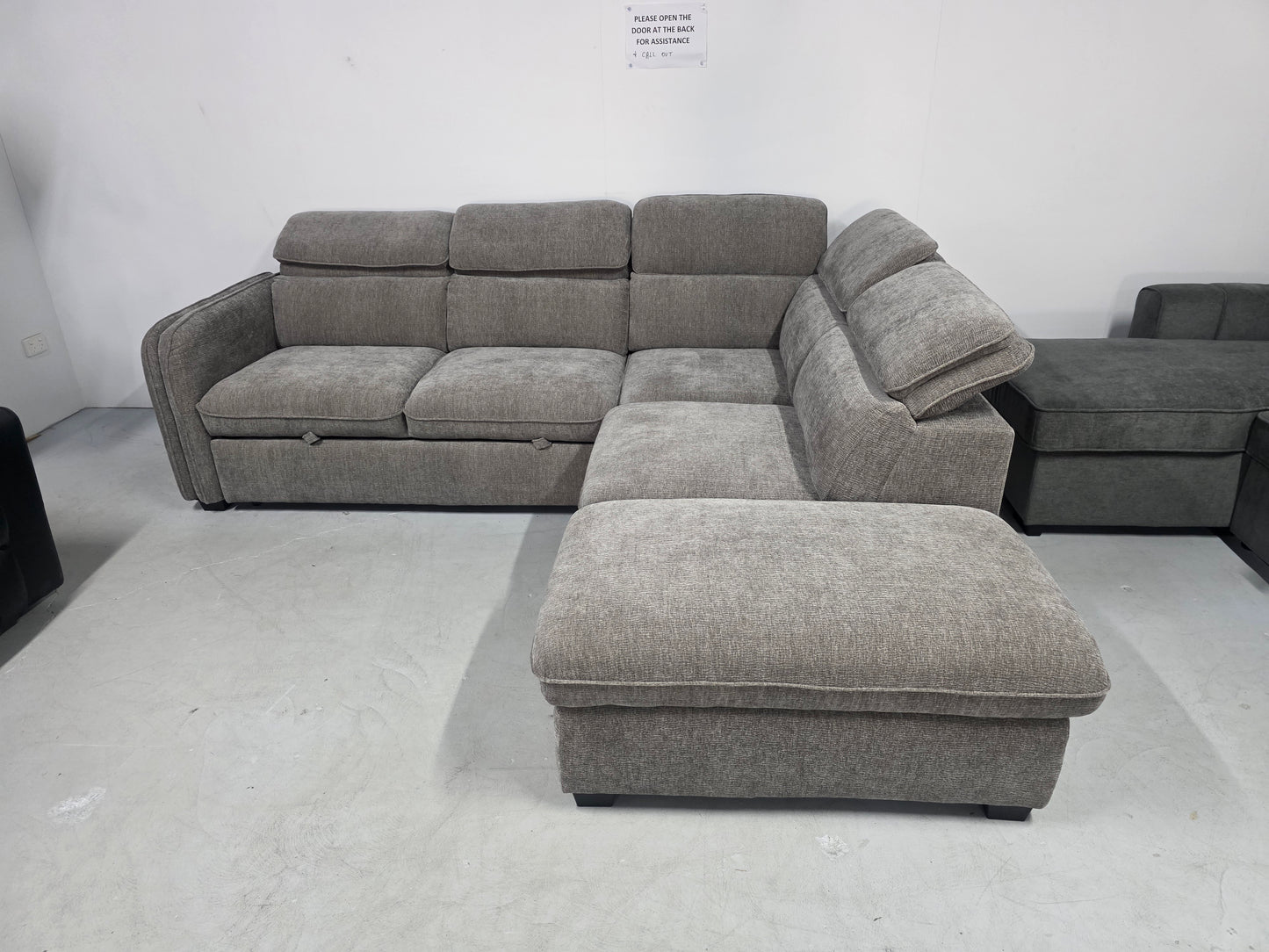 Melbourne Corner Lounge with Chaise: Stylish Design with Smart Storage and Sofa Bed