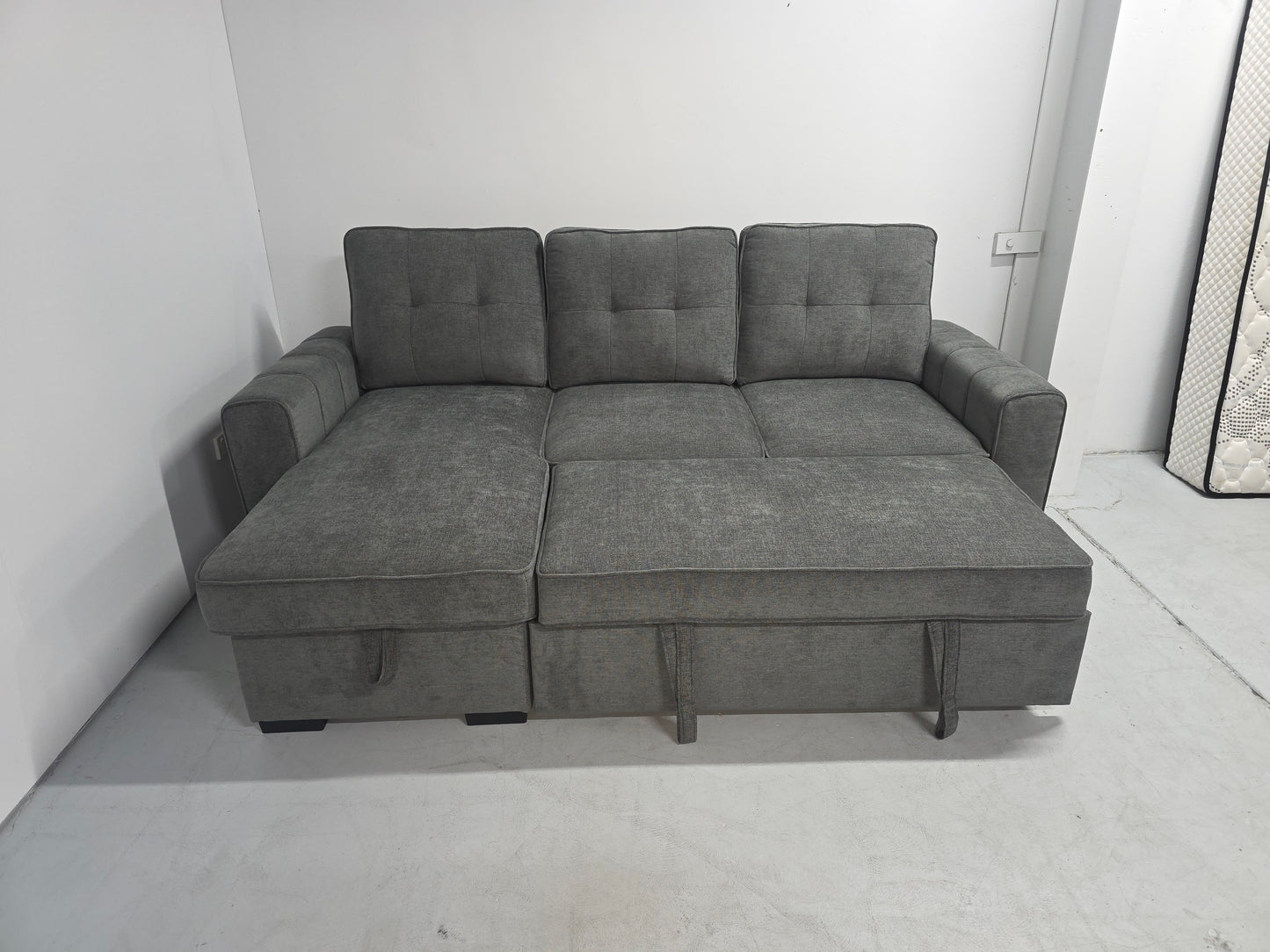 Hobart Corner Lounge with Chaise: Modern Design with Smart Storage and Sofa Bed