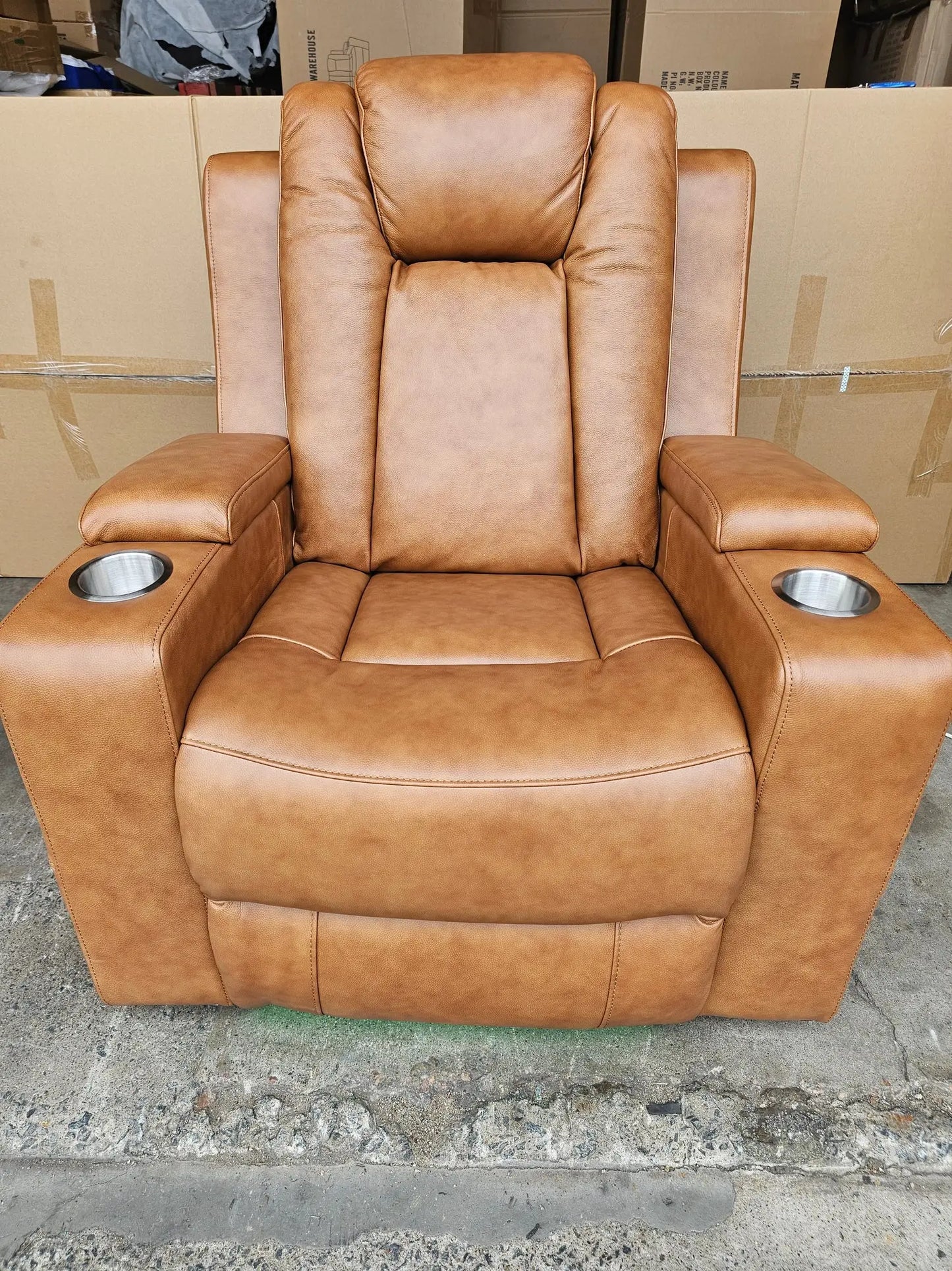 Byron Tan Leather Theatre Recliner Lounges