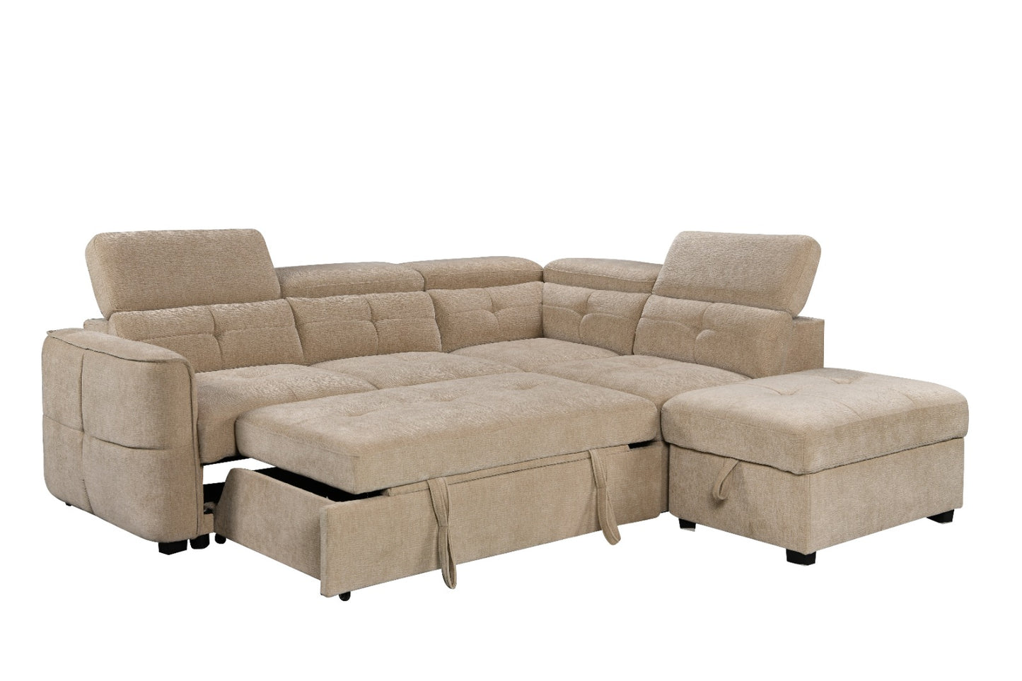 Springfield Corner Lounge with Chaise: Stylish Design with Smart Storage and Sofa Bed