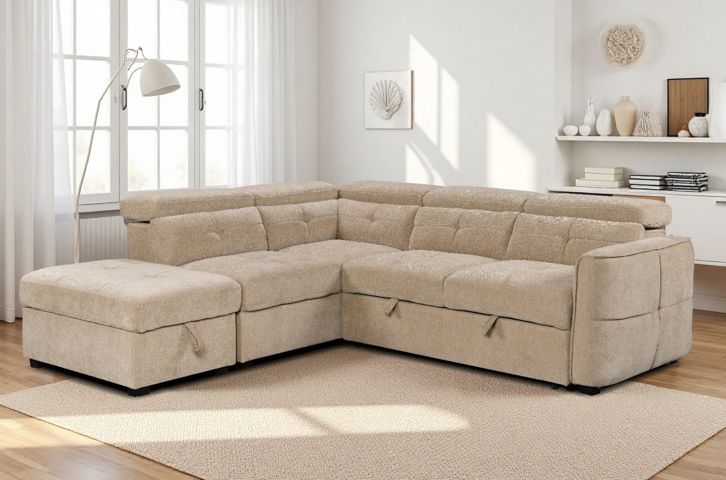 Springfield Corner Lounge with Chaise: Stylish Design with Smart Storage and Sofa Bed