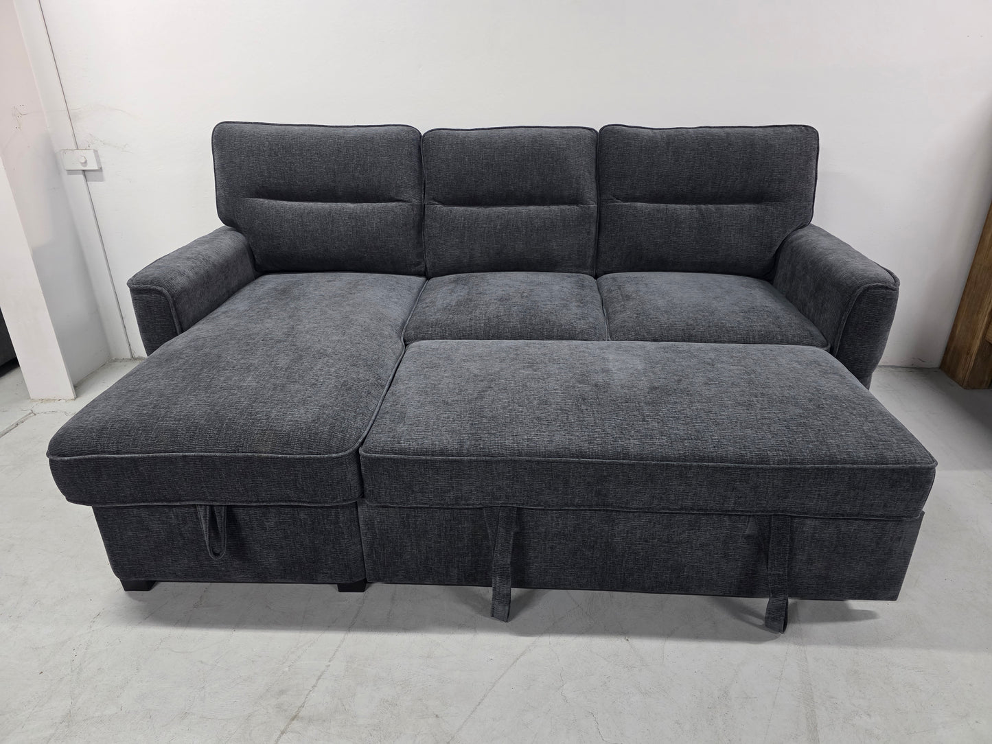 Kira Corner Lounge with Chaise: Modern Design with Smart Storage and Sofa Bed