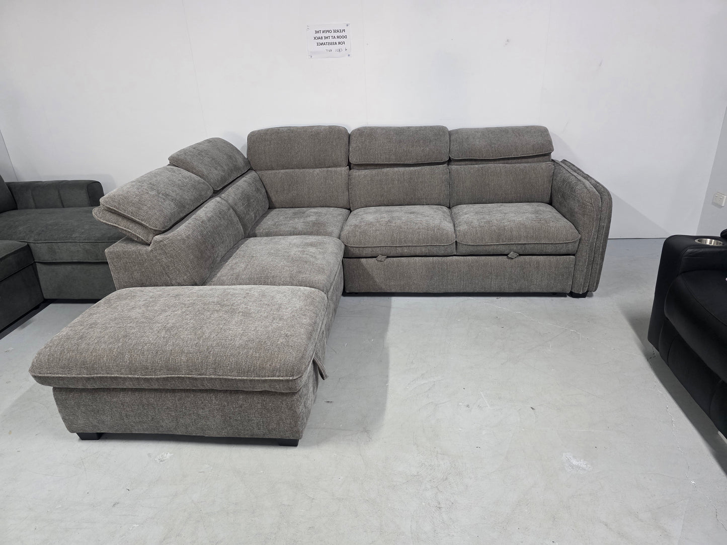 Melbourne Corner Lounge with Chaise: Stylish Design with Smart Storage and Sofa Bed