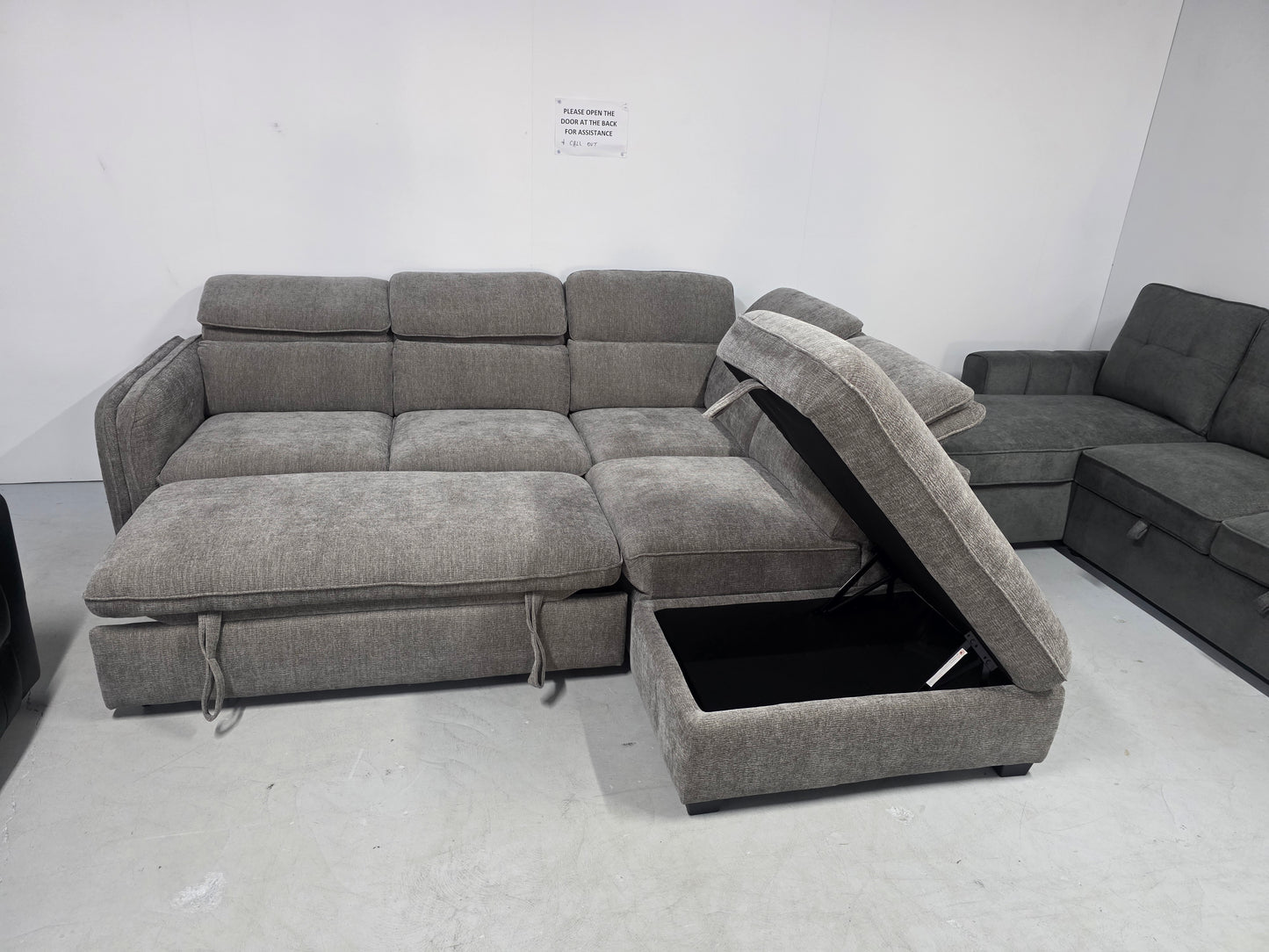 Melbourne Corner Lounge with Chaise: Stylish Design with Smart Storage and Sofa Bed