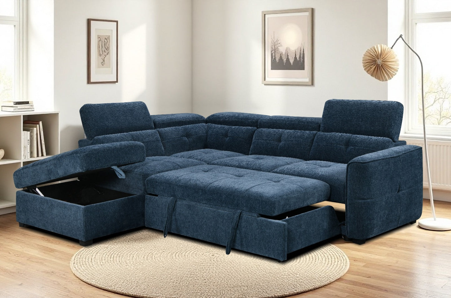 Springfield Corner Lounge with Chaise: Stylish Design with Smart Storage and Sofa Bed