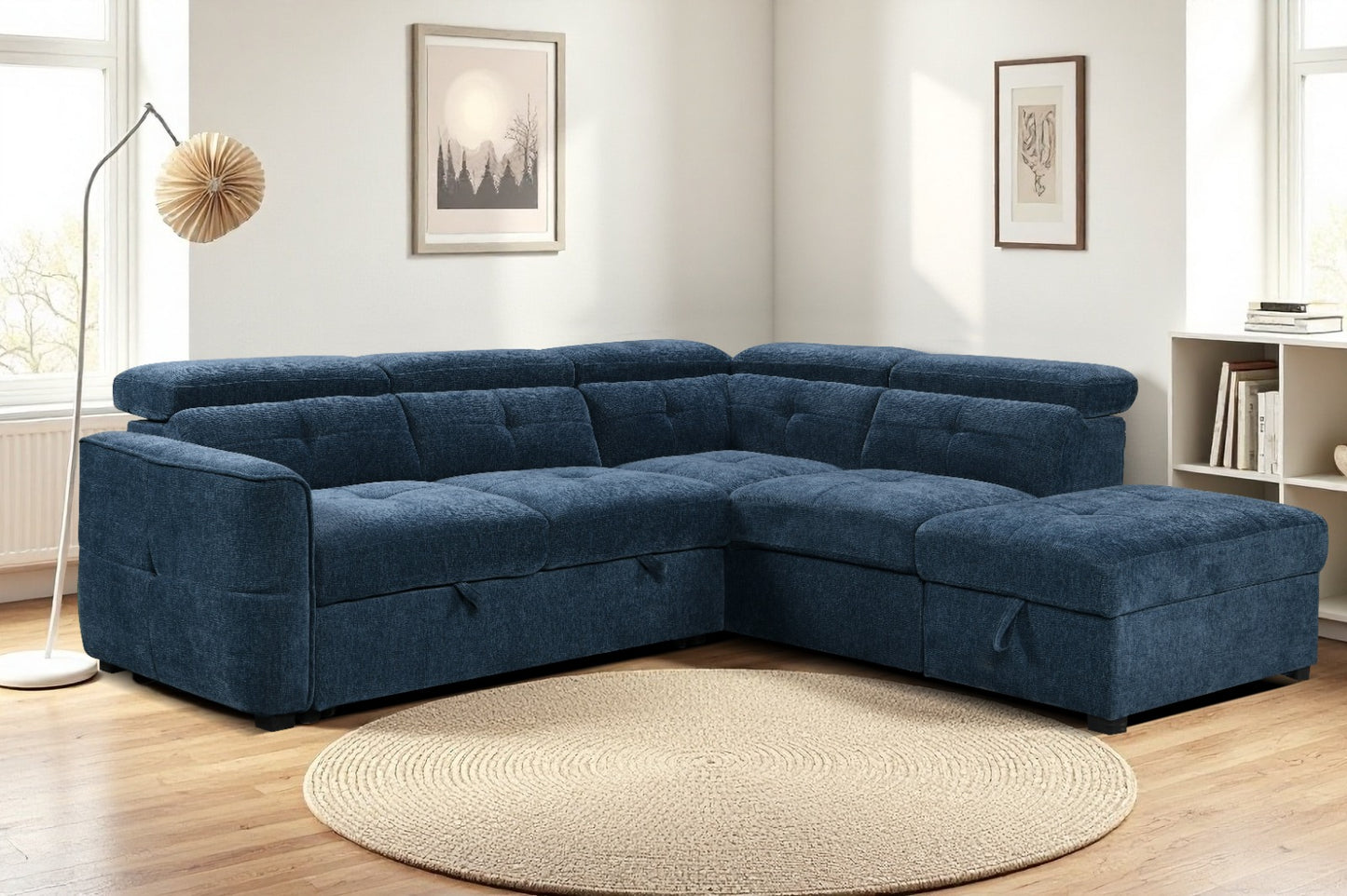 Springfield Corner Lounge with Chaise: Stylish Design with Smart Storage and Sofa Bed