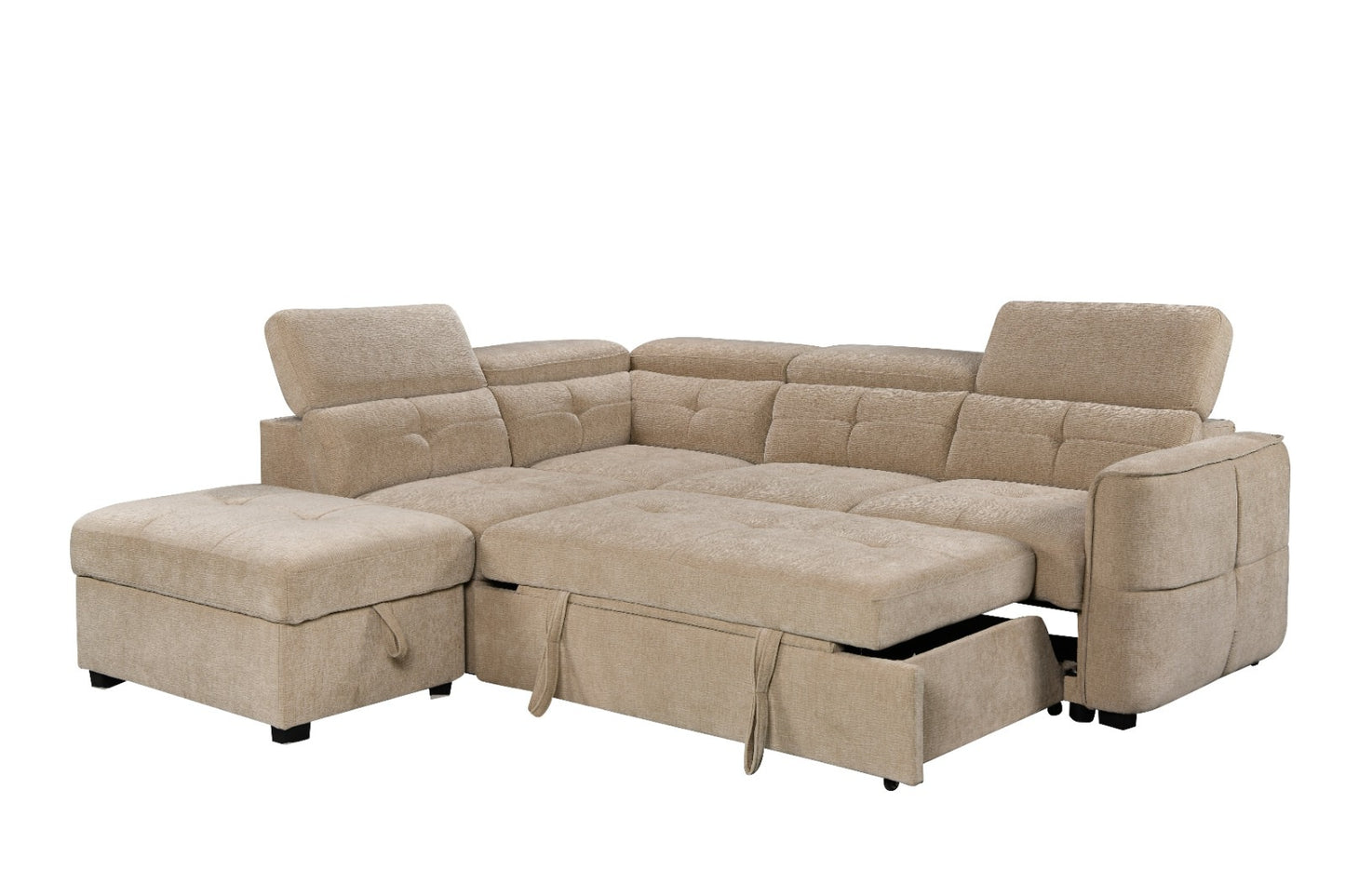Springfield Corner Lounge with Chaise: Stylish Design with Smart Storage and Sofa Bed
