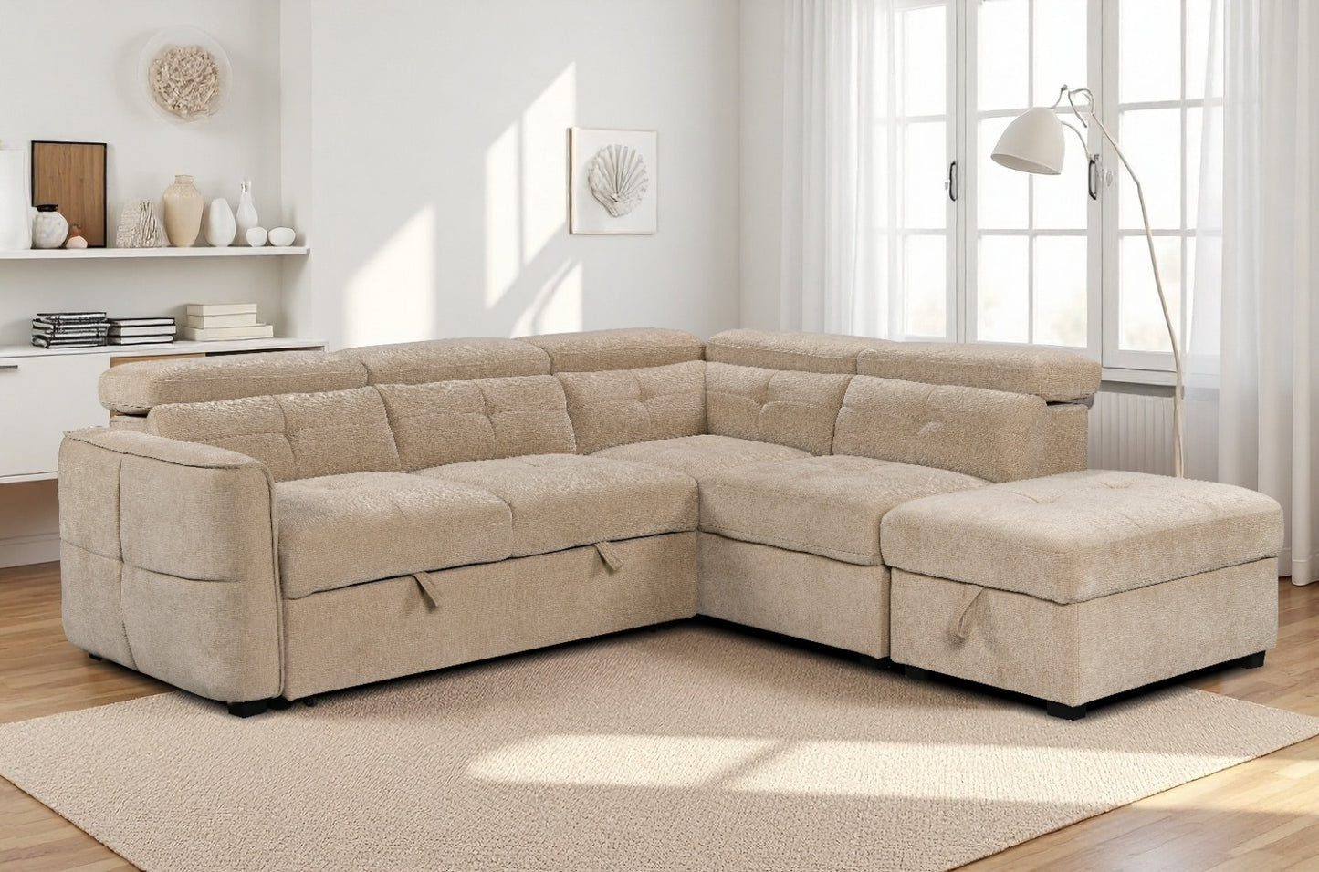 Springfield Corner Lounge with Chaise: Stylish Design with Smart Storage and Sofa Bed
