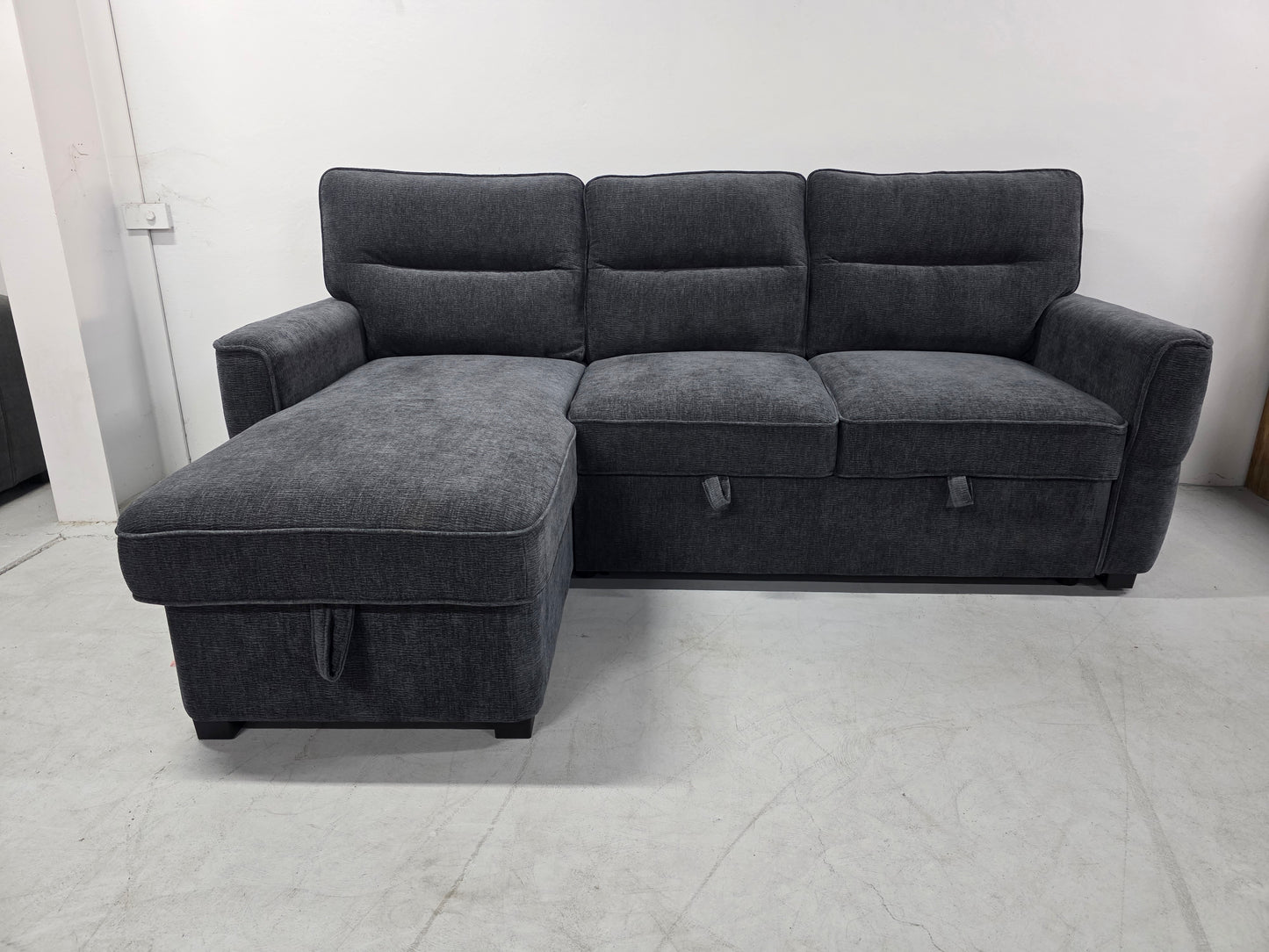 Kira Corner Lounge with Chaise: Modern Design with Smart Storage and Sofa Bed