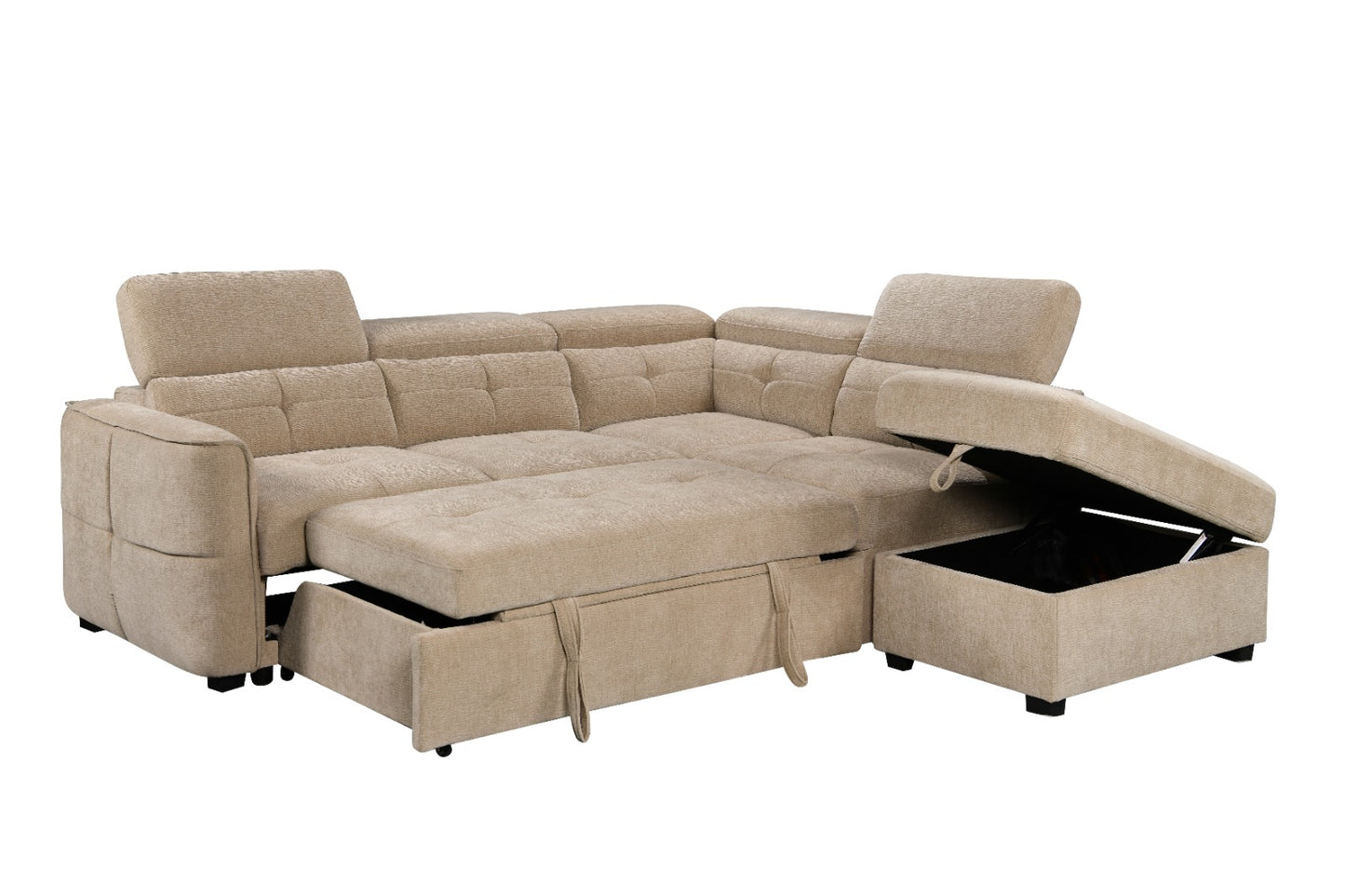 Springfield Corner Lounge with Chaise: Stylish Design with Smart Storage and Sofa Bed