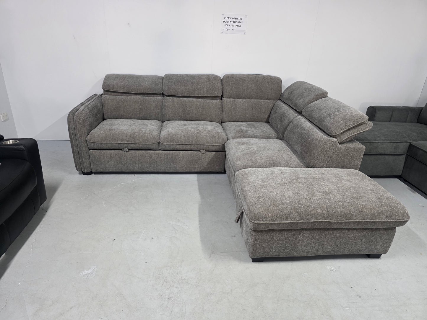 Melbourne Corner Lounge with Chaise: Stylish Design with Smart Storage and Sofa Bed