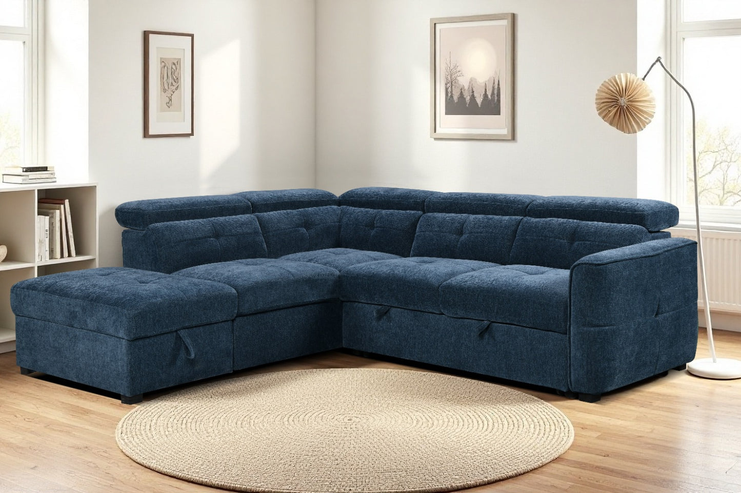 Springfield Corner Lounge with Chaise: Stylish Design with Smart Storage and Sofa Bed