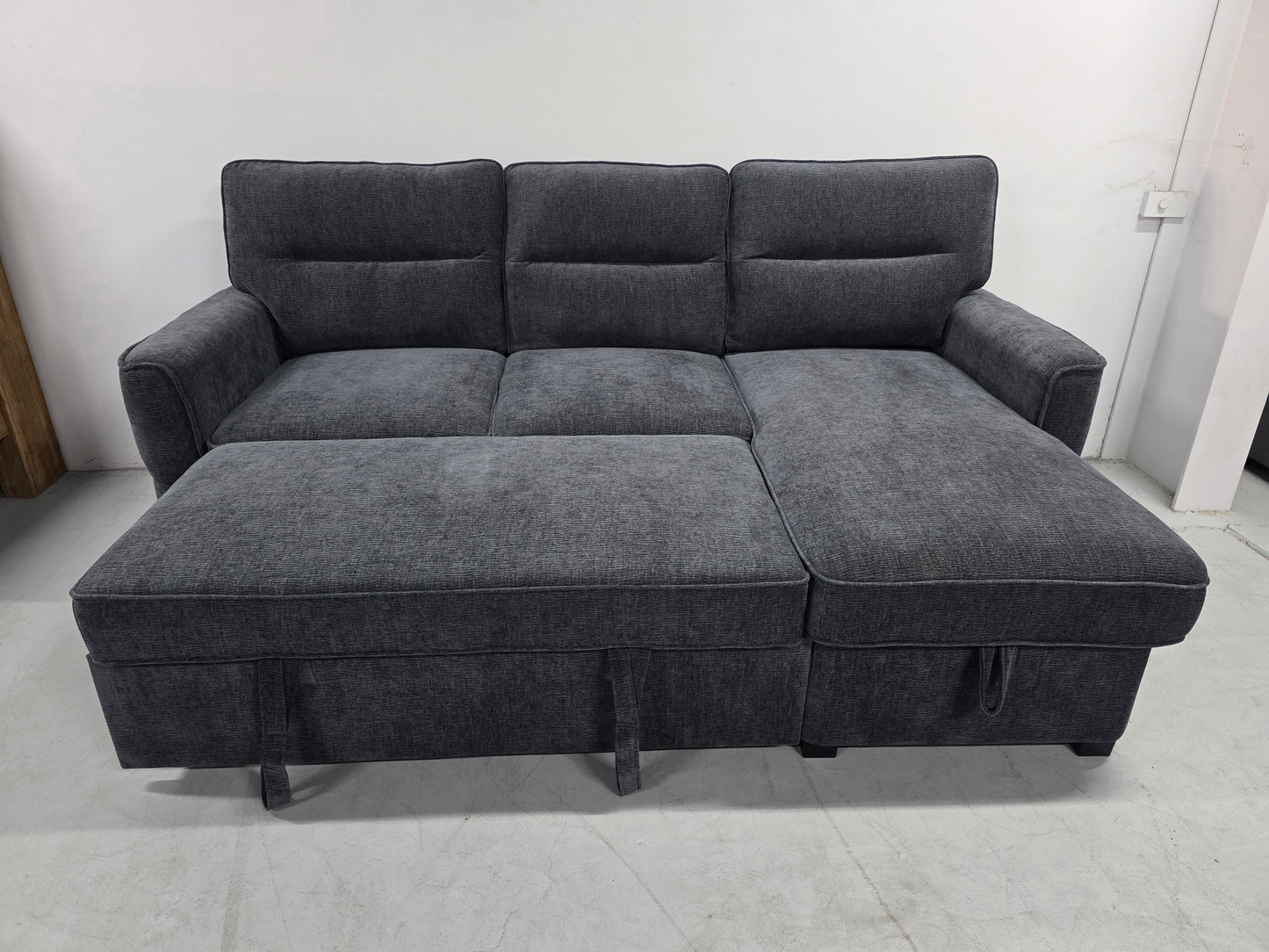 Kira Corner Lounge with Chaise: Modern Design with Smart Storage and Sofa Bed